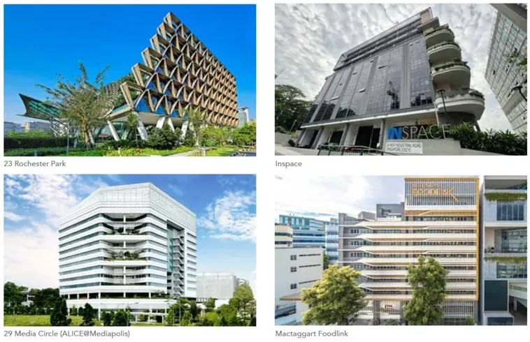 Boustead Projects developments including 23 Rochester Park, ALICE@Mediapolis, Inspace and Mactaggart Foodlink